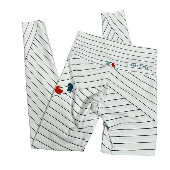 OMGI YOGA Bird and Striped Print High Waisted Activewear Leggings - Picture 3 of 16